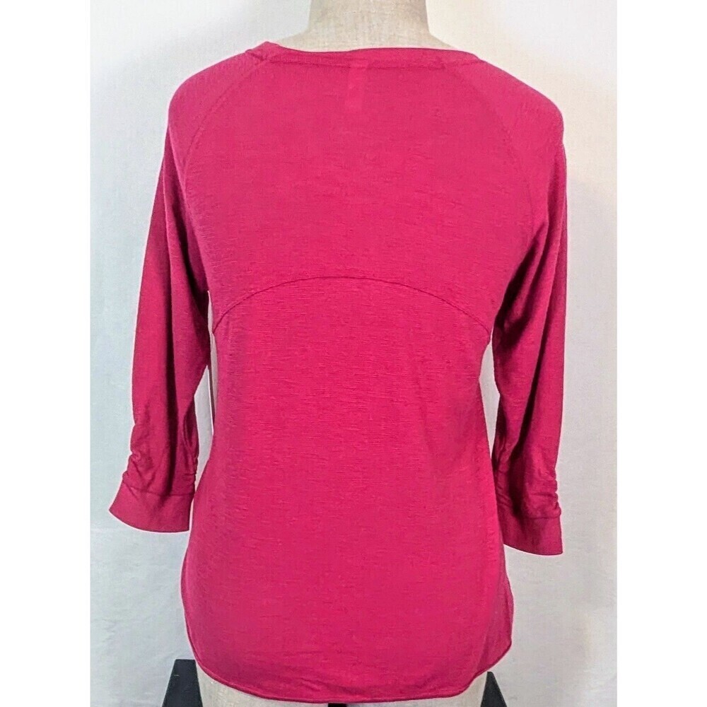 DKNY Sport Women’s Med Pink Ruched Sleeve Athletic Top Cotton Blend